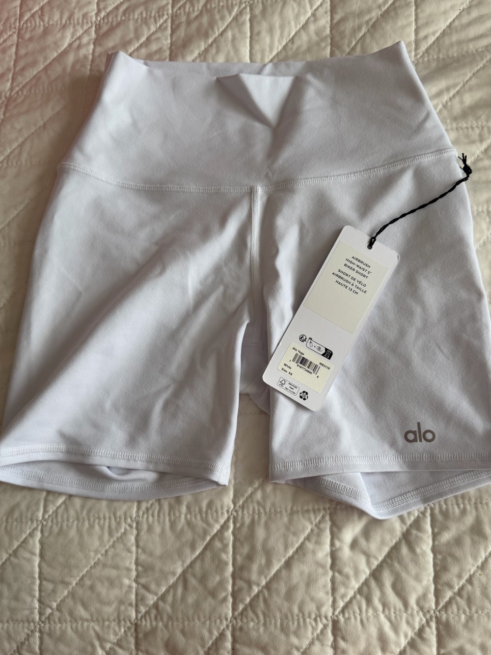 ALO Yoga White High-Rise Bike Shorts